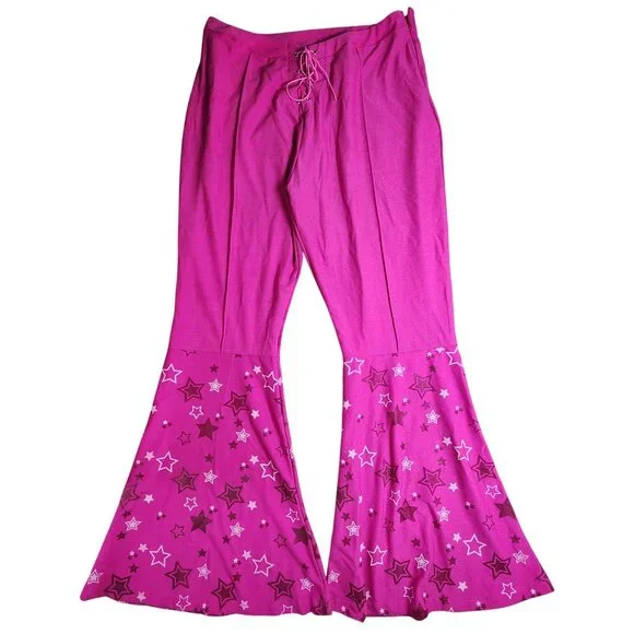 Barbie The Movie Spirit Pink Star Bell-Bottom Pants, Women's XL - Picture 9 of 10